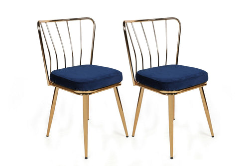 Set di 2 sedie da pranzo in velluto Yıldız-924 V2 Blu
