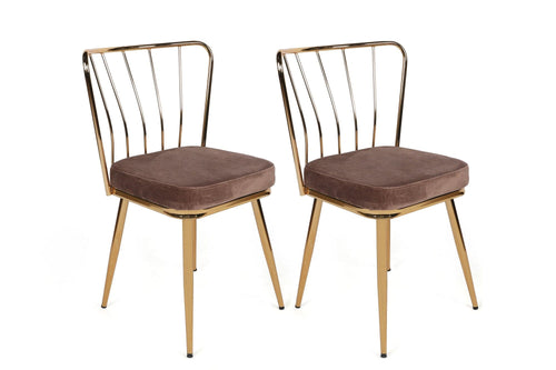 Set di 2 sedie da pranzo in velluto Yıldız-927 V2 Marrone