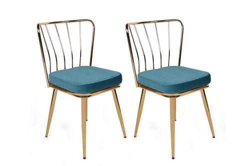 Set di 2 sedie da pranzo in velluto Yıldız-929 V2 Blu