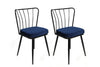 Set di 2 sedie da pranzo in velluto Yıldız-944 V2 Blu