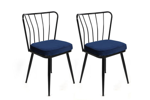 Set di 2 sedie da pranzo in velluto Yıldız-944 V2 Blu