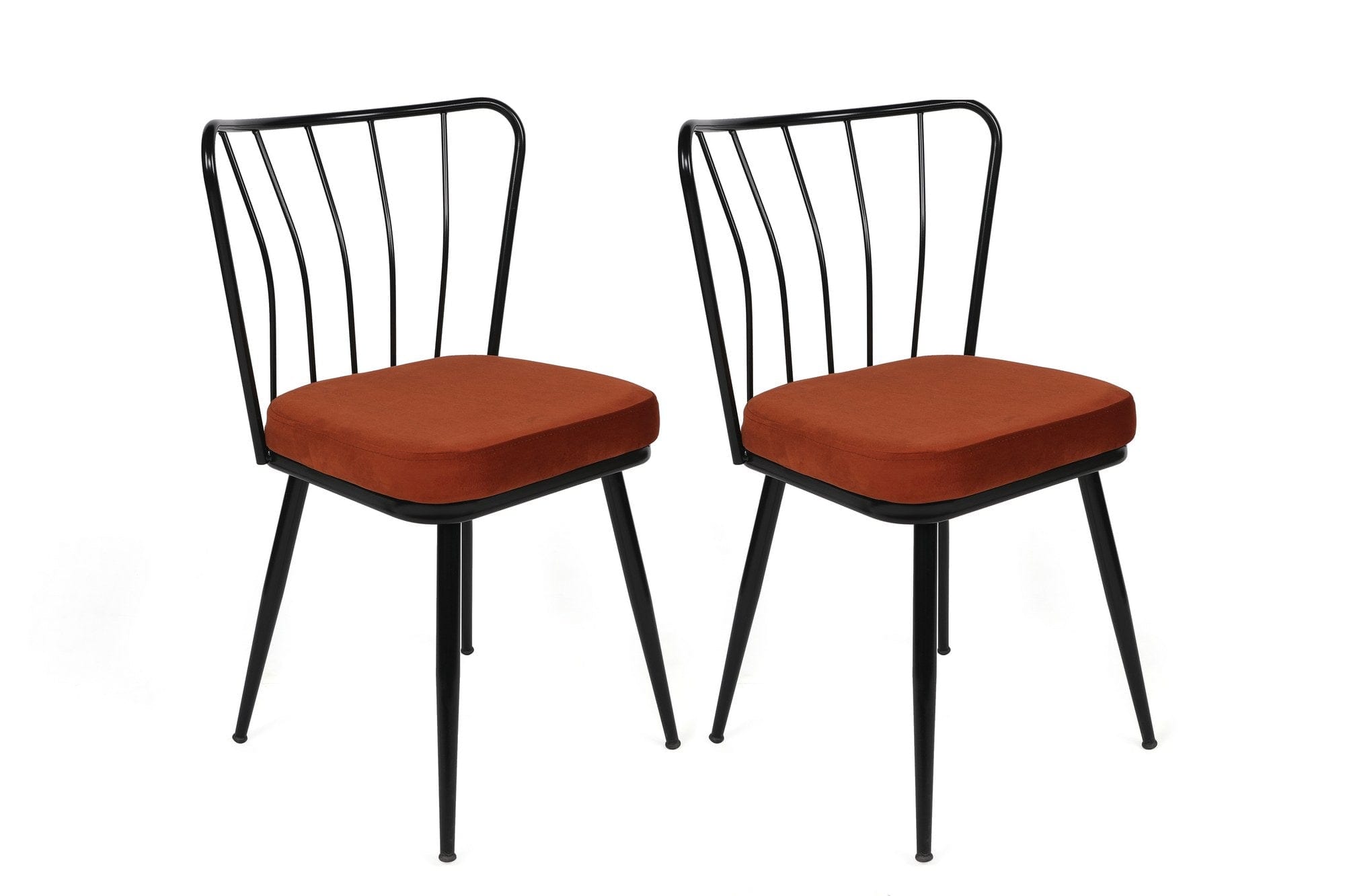 Set di 2 sedie da pranzo in velluto Yıldız-945 V2 Ruggine