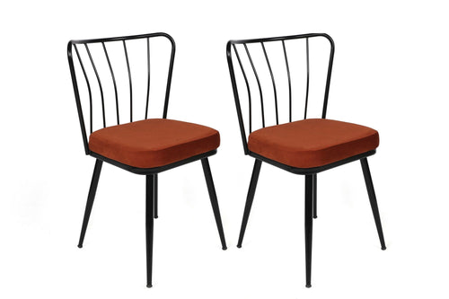 Set di 2 sedie da pranzo in velluto Yıldız-945 V2 Ruggine
