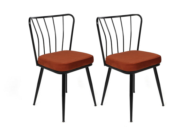 Set di 2 sedie da pranzo in velluto Yıldız-945 V2 Ruggine