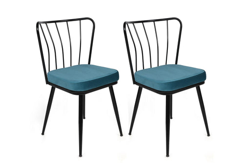Set di 2 sedie da pranzo in velluto Yıldız-952 V2 Blu
