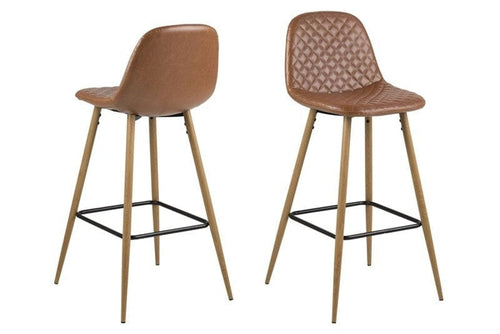 Set di 2 sgabelli da bar in ecopelle Wilma Marrone