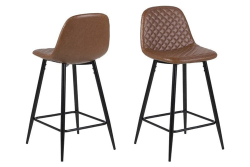 Set di 2 sgabelli da bar in ecopelle Wilma Marrone