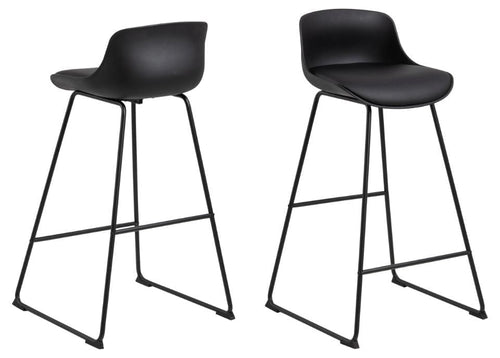 Set di 2 sgabelli da bar in plastica Tina Nero