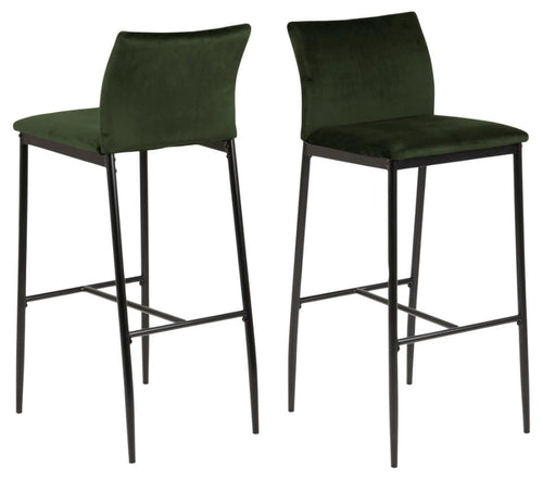 Set di 2 sgabelli da bar in tessuto Demina Verde