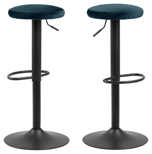 Set di 2 sgabelli da bar in velluto Finch Blu