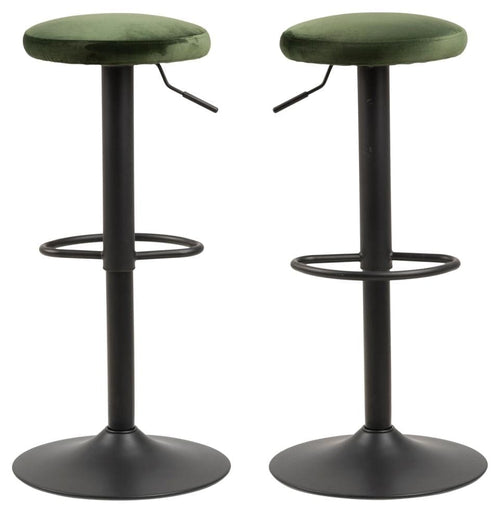 Set di 2 sgabelli da bar in velluto Finch Verde