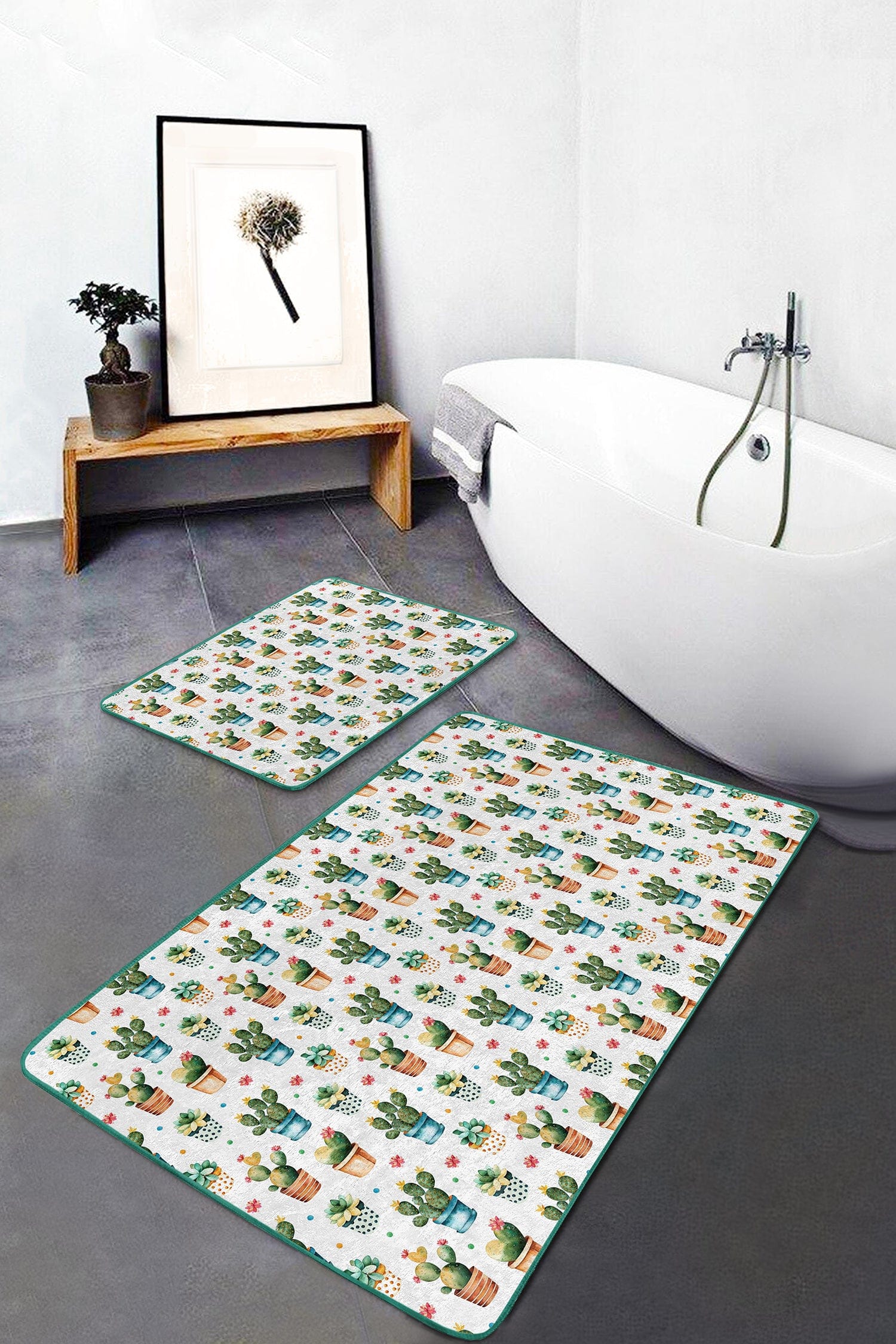 Set di 2 Tappetini da bagno antiscivolo Ali BPS149 Rectangle Multicolore, 100 x 60 cm / 60 x 50 cm (1)