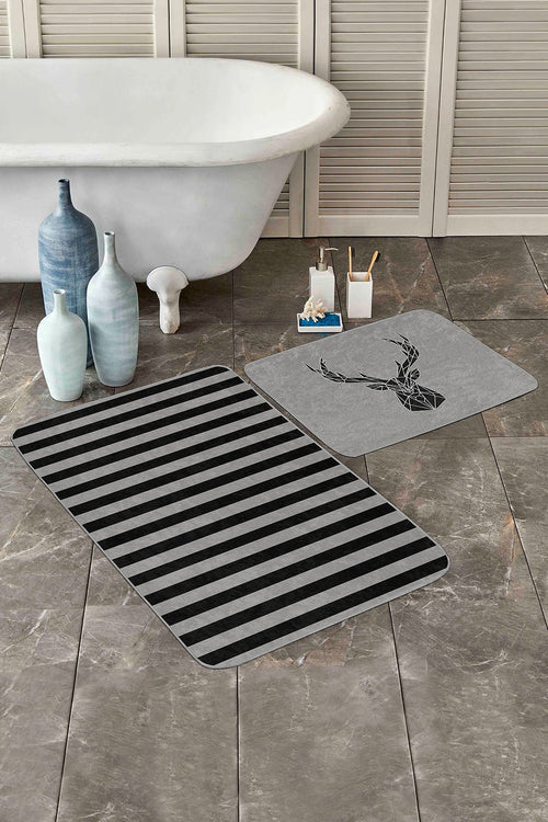 Set di 2 Tappetini da bagno antiscivolo Ali BPS153 Rectangle Multicolore, 100 x 60 cm / 60 x 50 cm