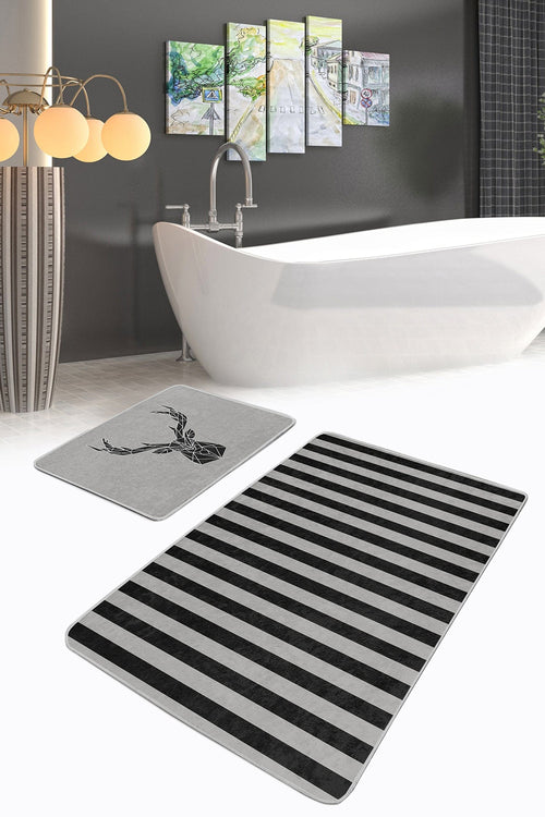 Set di 2 Tappetini da bagno antiscivolo Ali BPS153 Rectangle Multicolore, 100 x 60 cm / 60 x 50 cm (1)