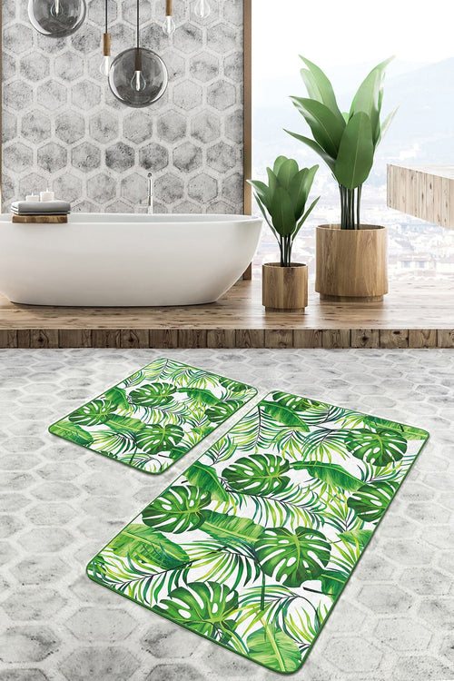 Set di 2 Tappetini da bagno antiscivolo Ali BPS154 Rectangle Multicolore, 100 x 60 cm / 60 x 50 cm