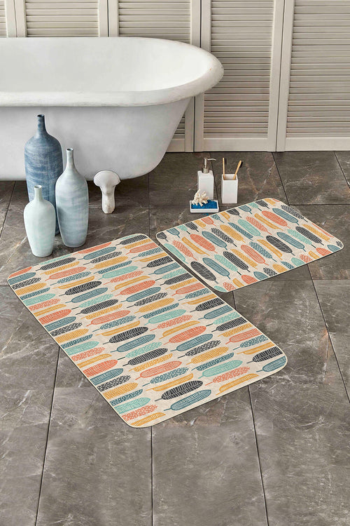 Set di 2 Tappetini da bagno antiscivolo Ali BPS160 Rectangle Multicolore, 100 x 60 cm / 60 x 50 cm