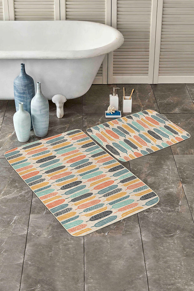 Set di 2 Tappetini da bagno antiscivolo Ali BPS160 Rectangle Multicolore, 100 x 60 cm / 60 x 50 cm