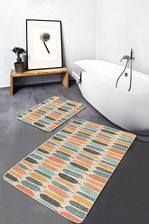 Set di 2 Tappetini da bagno antiscivolo Ali BPS160 Rectangle Multicolore, 100 x 60 cm / 60 x 50 cm (1)