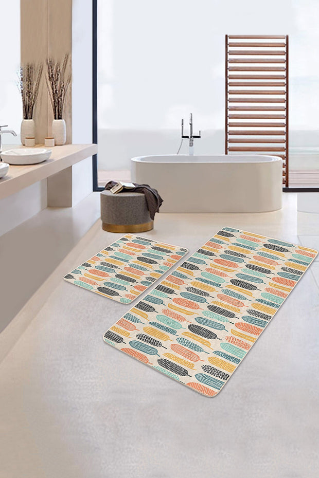 Set di 2 Tappetini da bagno antiscivolo Ali BPS160 Rectangle Multicolore, 100 x 60 cm / 60 x 50 cm (2)
