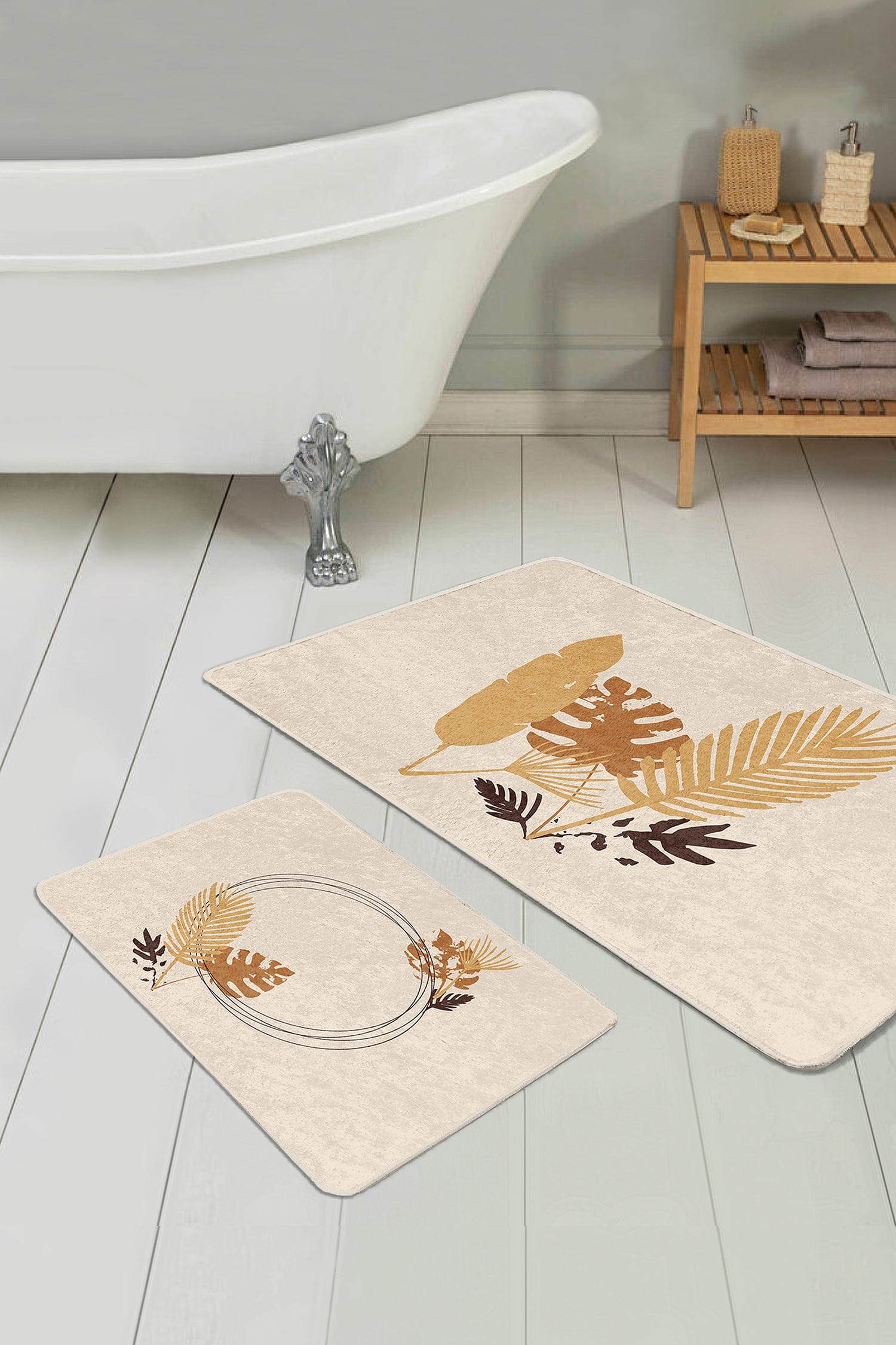 Set di 2 Tappetini da bagno antiscivolo Ali BPS161 Rectangle Multicolore, 100 x 60 cm / 60 x 50 cm (1)
