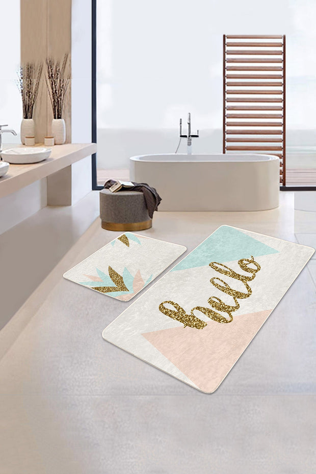 Set di 2 Tappetini da bagno antiscivolo Ali BPS162 Rectangle Multicolore, 100 x 60 cm / 60 x 50 cm