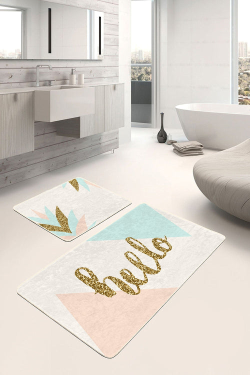 Set di 2 Tappetini da bagno antiscivolo Ali BPS162 Rectangle Multicolore, 100 x 60 cm / 60 x 50 cm (1)
