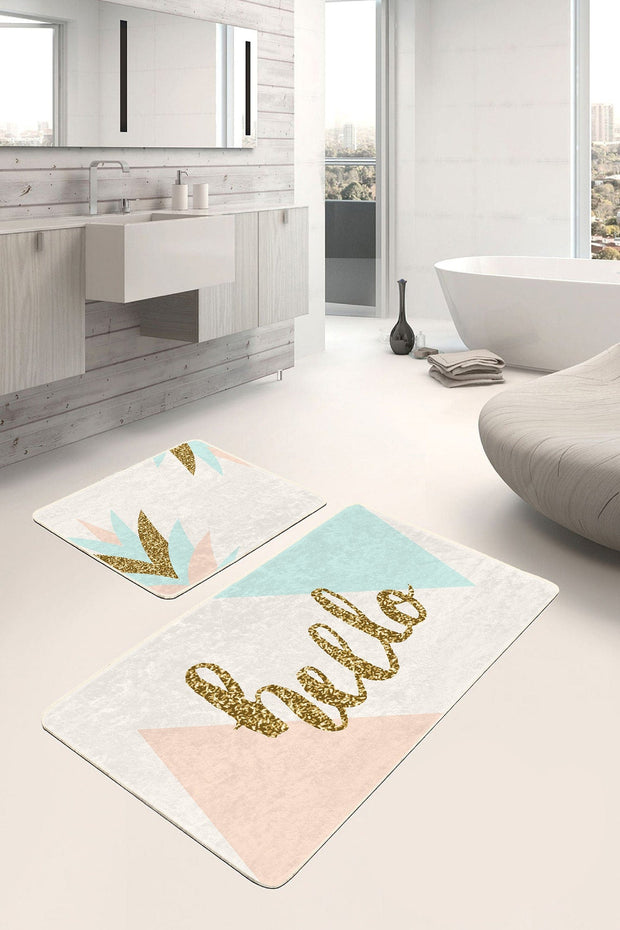 Set di 2 Tappetini da bagno antiscivolo Ali BPS162 Rectangle Multicolore, 100 x 60 cm / 60 x 50 cm (1)