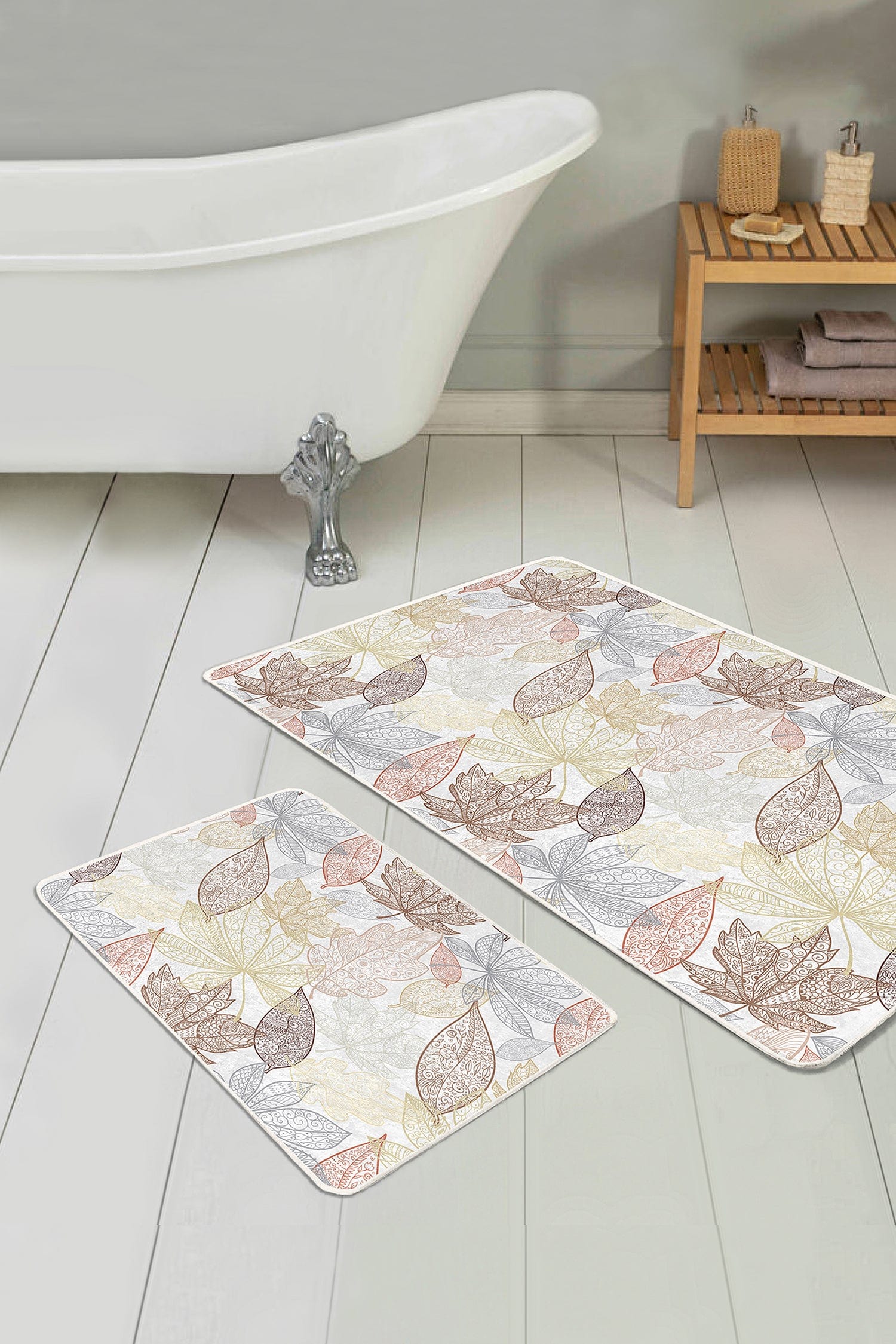 Set di 2 Tappetini da bagno antiscivolo Ali BPS165 Rectangle Multicolore, 100 x 60 cm / 60 x 50 cm