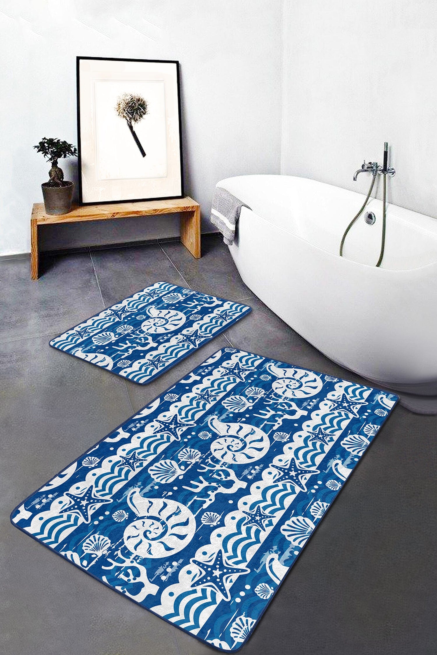 Set di 2 Tappetini da bagno antiscivolo Ali BPS166 Rectangle Multicolore, 100 x 60 cm / 60 x 50 cm (1)