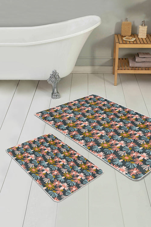 Set di 2 Tappetini da bagno antiscivolo Amira BPS182 Rectangle Multicolore, 100 x 60 cm / 60 x 50 cm (1)