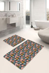 Set di 2 Tappetini da bagno antiscivolo Amira BPS182 Rectangle Multicolore, 100 x 60 cm / 60 x 50 cm (2)