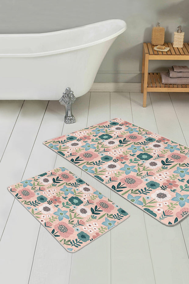 Set di 2 Tappetini da bagno antiscivolo Amira BPS184 Rectangle Multicolore, 100 x 60 cm / 60 x 50 cm (2)