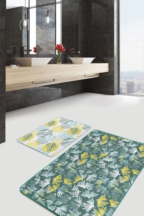 Set di 2 Tappetini da bagno antiscivolo Amira BPS185 Rectangle Multicolore, 100 x 60 cm / 60 x 50 cm (1)