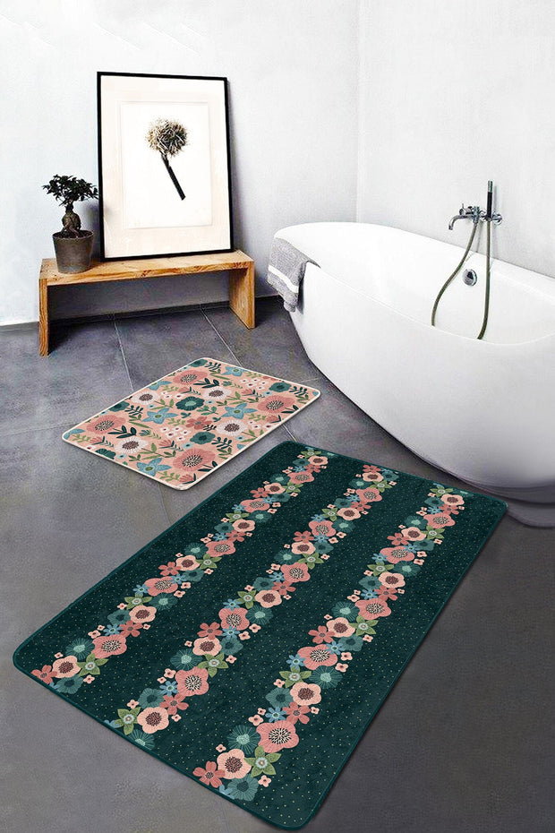 Set di 2 Tappetini da bagno antiscivolo Amira BPS186 Rectangle Multicolore, 100 x 60 cm / 60 x 50 cm