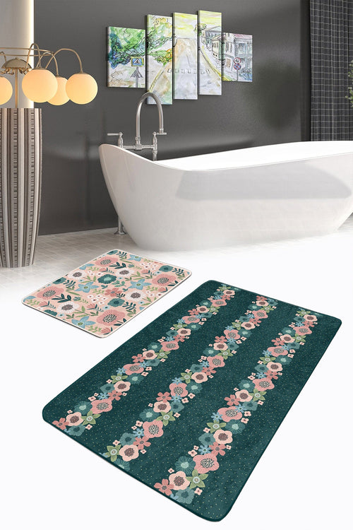 Set di 2 Tappetini da bagno antiscivolo Amira BPS186 Rectangle Multicolore, 100 x 60 cm / 60 x 50 cm (1)