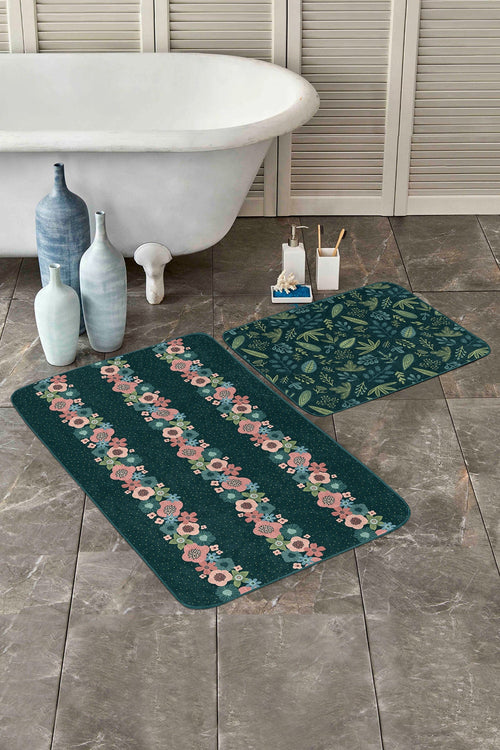 Set di 2 Tappetini da bagno antiscivolo Amira BPS187 Rectangle Multicolore, 100 x 60 cm / 60 x 50 cm