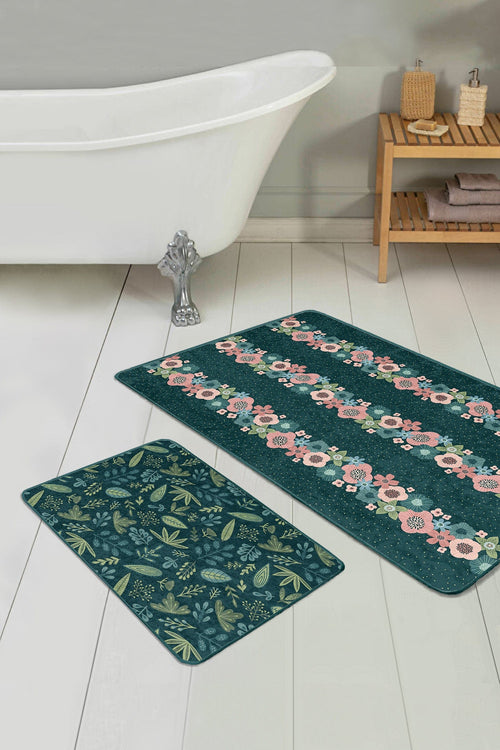 Set di 2 Tappetini da bagno antiscivolo Amira BPS187 Rectangle Multicolore, 100 x 60 cm / 60 x 50 cm (1)