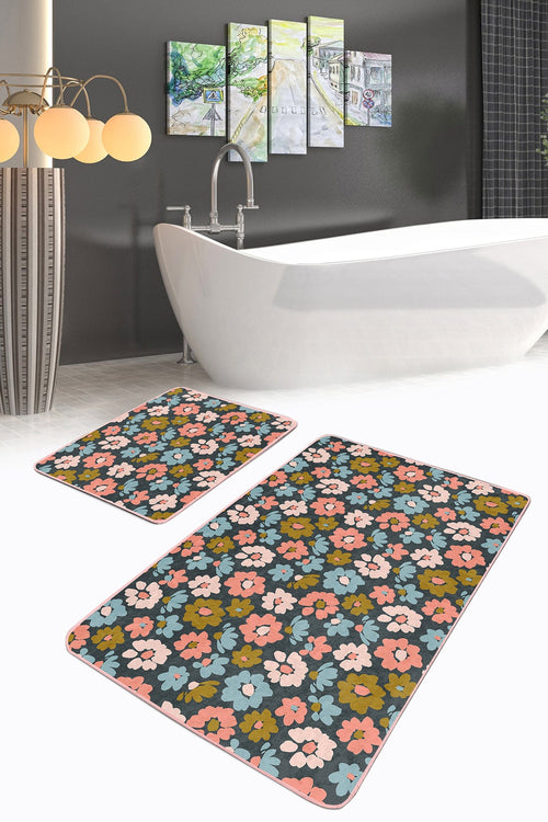 Set di 2 Tappetini da bagno antiscivolo Amira BPS189 Rectangle Multicolore, 100 x 60 cm / 60 x 50 cm (1)