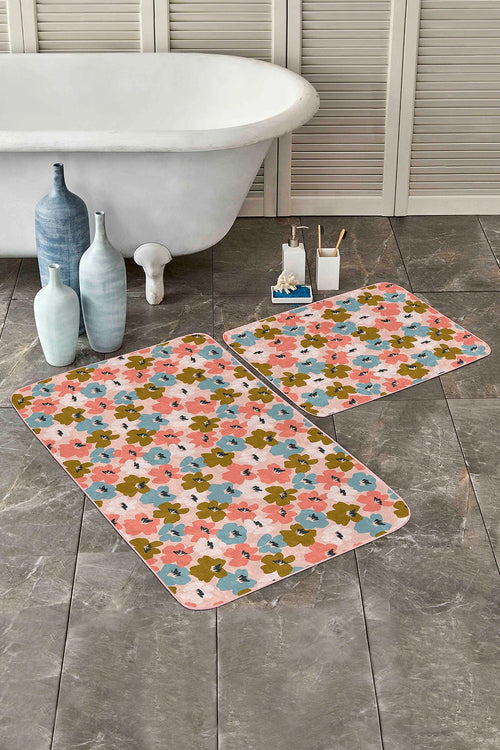 Set di 2 Tappetini da bagno antiscivolo Amira BPS190 Rectangle Multicolore, 100 x 60 cm / 60 x 50 cm