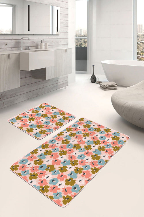 Set di 2 Tappetini da bagno antiscivolo Amira BPS190 Rectangle Multicolore, 100 x 60 cm / 60 x 50 cm (1)
