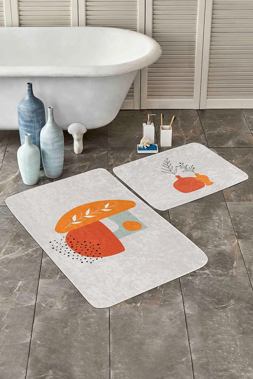 Set di 2 Tappetini da bagno antiscivolo Amira BPS193 Rectangle Multicolore, 100 x 60 cm / 60 x 50 cm