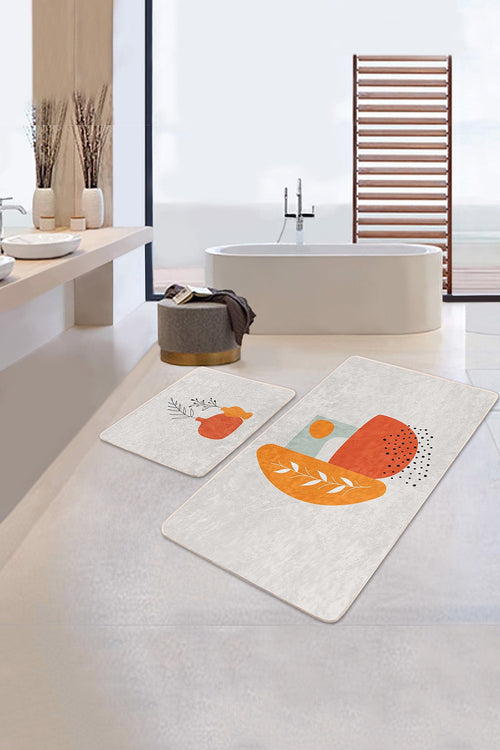 Set di 2 Tappetini da bagno antiscivolo Amira BPS193 Rectangle Multicolore, 100 x 60 cm / 60 x 50 cm (1)
