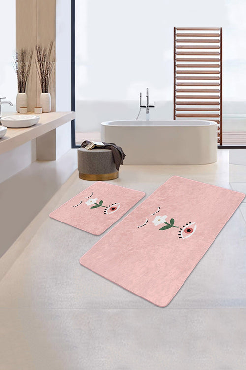 Set di 2 Tappetini da bagno antiscivolo Amira BPS194 Rectangle Multicolore, 100 x 60 cm / 60 x 50 cm
