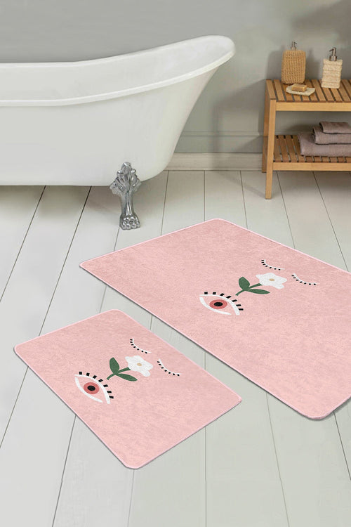 Set di 2 Tappetini da bagno antiscivolo Amira BPS194 Rectangle Multicolore, 100 x 60 cm / 60 x 50 cm (1)