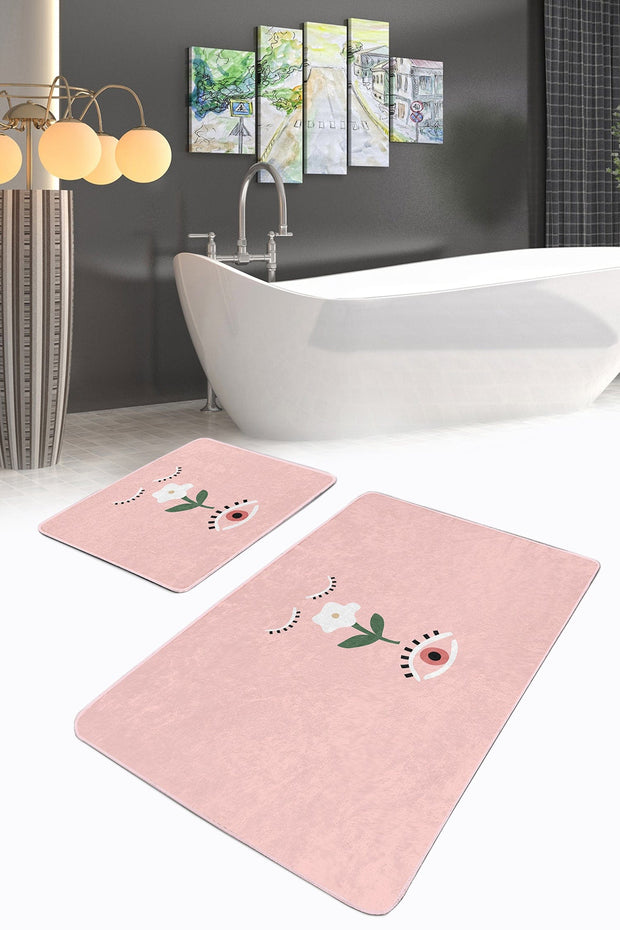 Set di 2 Tappetini da bagno antiscivolo Amira BPS194 Rectangle Multicolore, 100 x 60 cm / 60 x 50 cm (2)