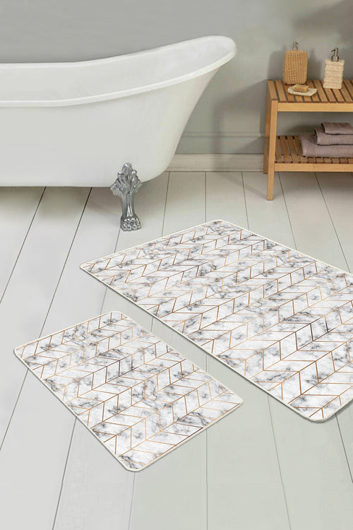Set di 2 Tappetini da bagno antiscivolo Aslan BPS375 Rectangle Multicolore, 100 x 60 cm / 60 x 50 cm