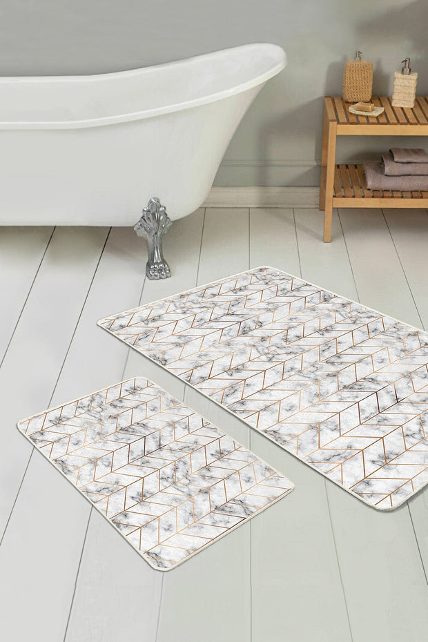 Set di 2 Tappetini da bagno antiscivolo Aslan BPS375 Rectangle Multicolore, 100 x 60 cm / 60 x 50 cm