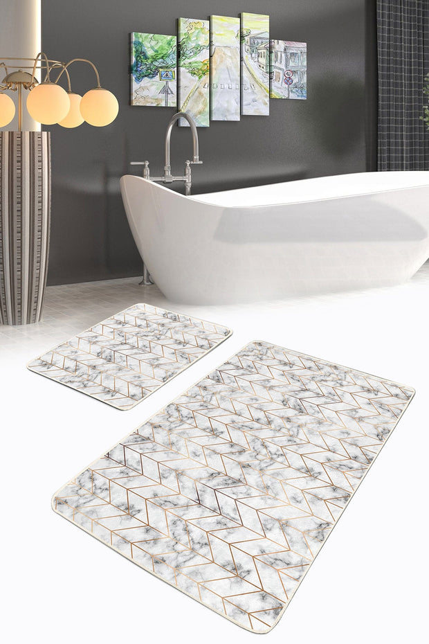Set di 2 Tappetini da bagno antiscivolo Aslan BPS375 Rectangle Multicolore, 100 x 60 cm / 60 x 50 cm (2)