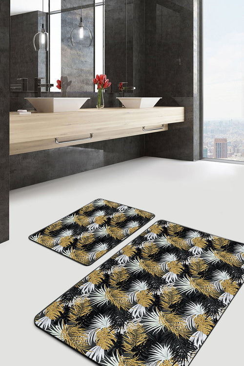 Set di 2 Tappetini da bagno antiscivolo Aslan BPS377 Rectangle Multicolore, 100 x 60 cm / 60 x 50 cm