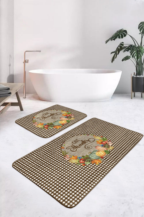 Set di 2 Tappetini da bagno antiscivolo Aslan BPS379 Rectangle Multicolore, 100 x 60 cm / 60 x 50 cm